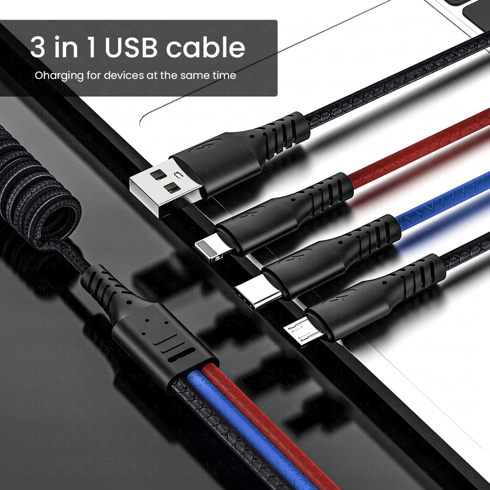Кабель USB Type-C 3-в-1 для iPhone 13/12/11 Pro/XS 1 2/1 8 м | Мобильные телефоны и аксессуары