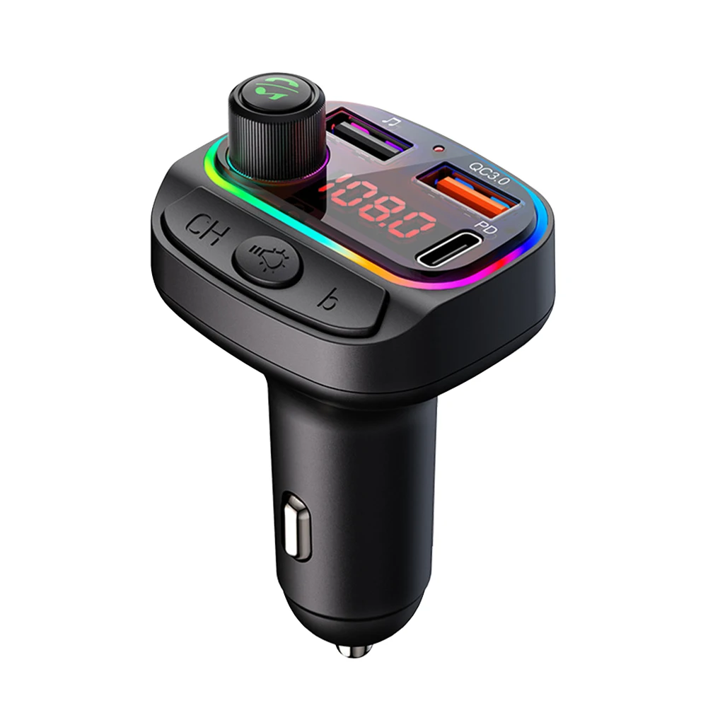 

Автомобильный FM-трансмиттер, mp3-плеер с двумя USB-портами, ударопрочное зарядное устройство ABS, высокая производительность, с подсветкой атмо...