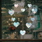 Радужные Светоотражающие 3D наклейки Ловец Солнца, наклейки на окна, рефракционные наклейки светильник ящиеся стеклянные украшения, настенные наклейки