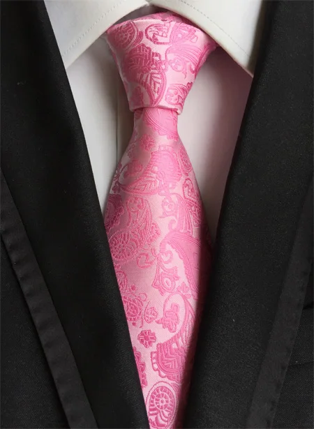Фото Мужские галстуки 8 см розовый тканый галстук Пейсли |