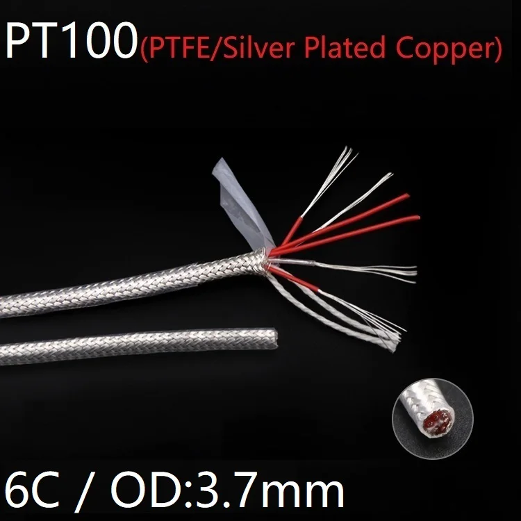 PT100 компенсация провода 6 ядер OD 3 7 мм PTFE изолятор посеребренный медный щит