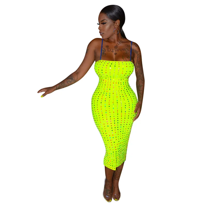 

Womens Fashion Hot Drill Straps Midi Dress