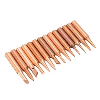 15pcs copper 900m soldering iron tip lead free solder tips for 936 937 938 969 858 soldering station welding head with sleeve