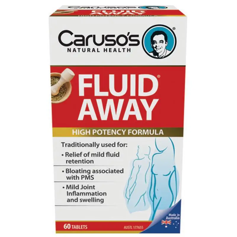 

Carusos Health Fluid Away Support Kidney Liver Function Reduce Fluid Water Retention Bloating Joint Pain Premenstrual Syndrome