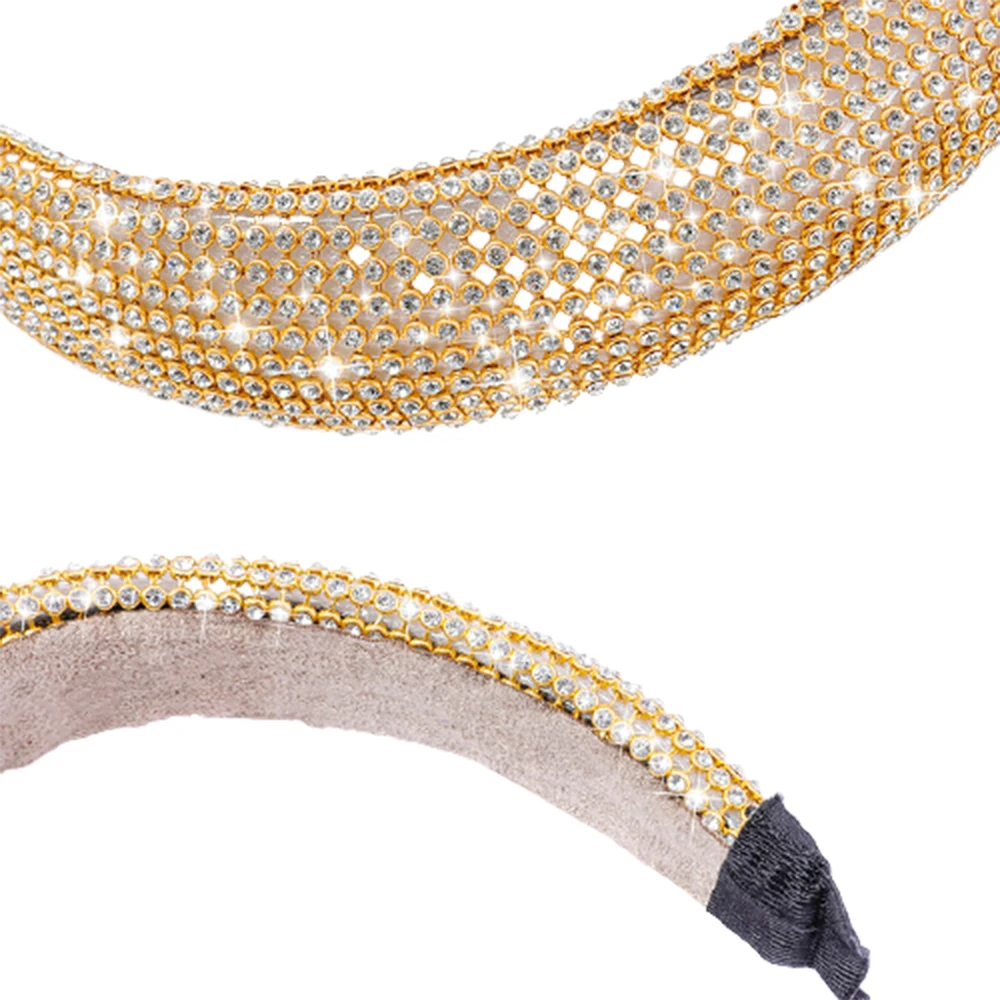 

Sparkly Padded Rhinestones Headbands Luxurious Twill Rhinestone Narrow Side Sponge Headband For Women