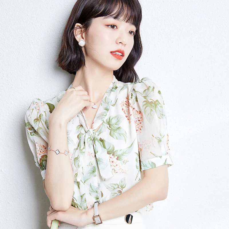 

Blouses for Women Summer Women Tops Short Sleeve Casual Chiffon Blouse Female Work Wear White Office Shirts Plus size XXL