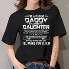 Женская забавная футболка, модная футболка, я гордился папой красивой дочери, она немного сумасшедшая и у нее проблемы с гневом, женская футболка