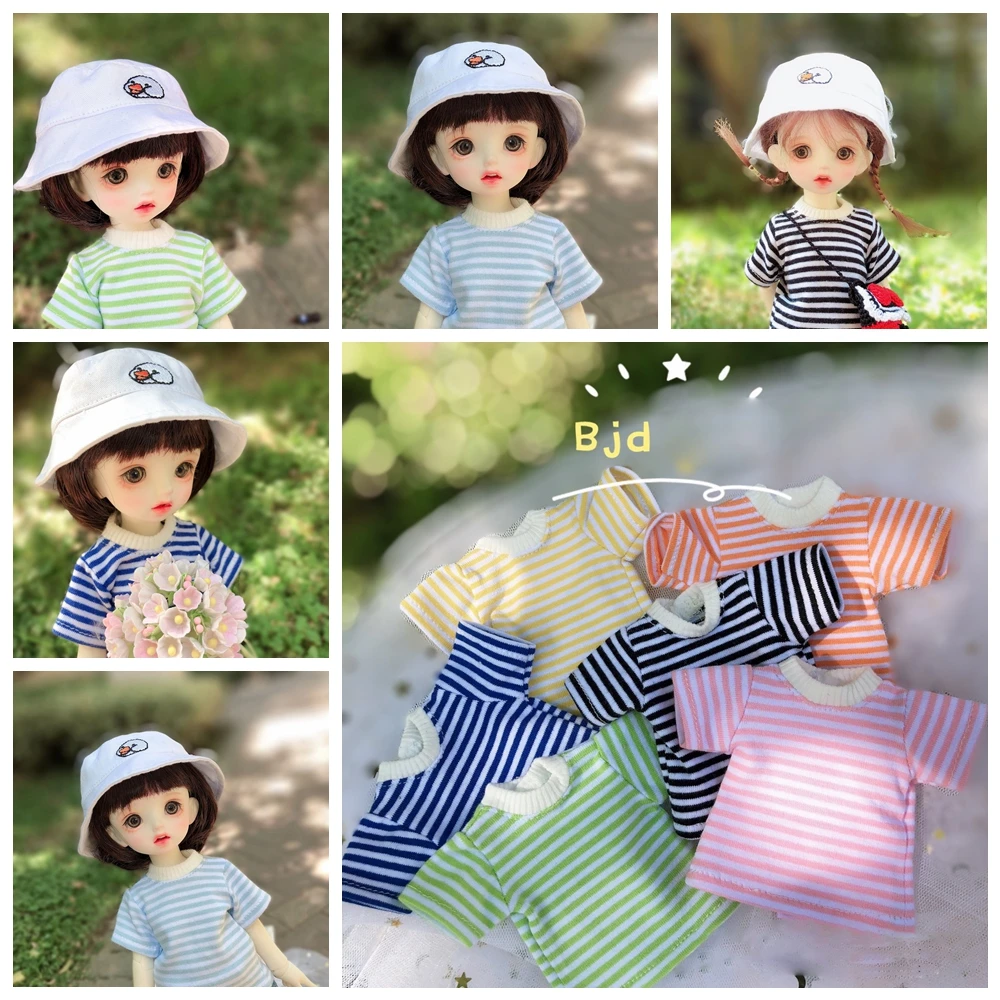 

1PCS Dolls’ Clothing Fashion Casual Short Stripe T-Shirt for Blyth 1/6 BJD Dolls Clothes Accessories