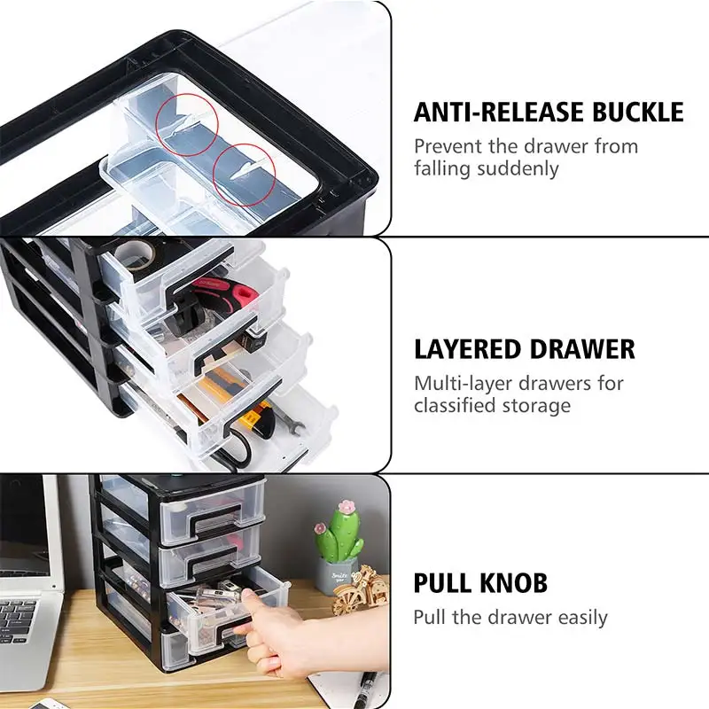 4-layer Transparent Desktop Drawer Storage Box Mini Cosmetic Cabinet Organizer Sundries Holder Home Office |