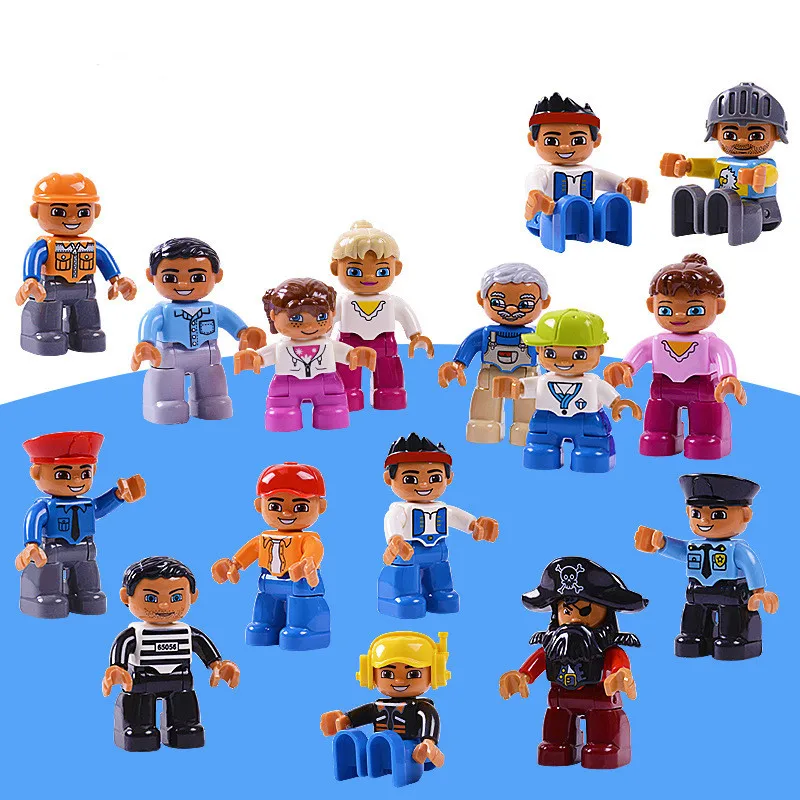 Diy набор фигурок Duplo семейный работник фермер докторы инженер клоун городская