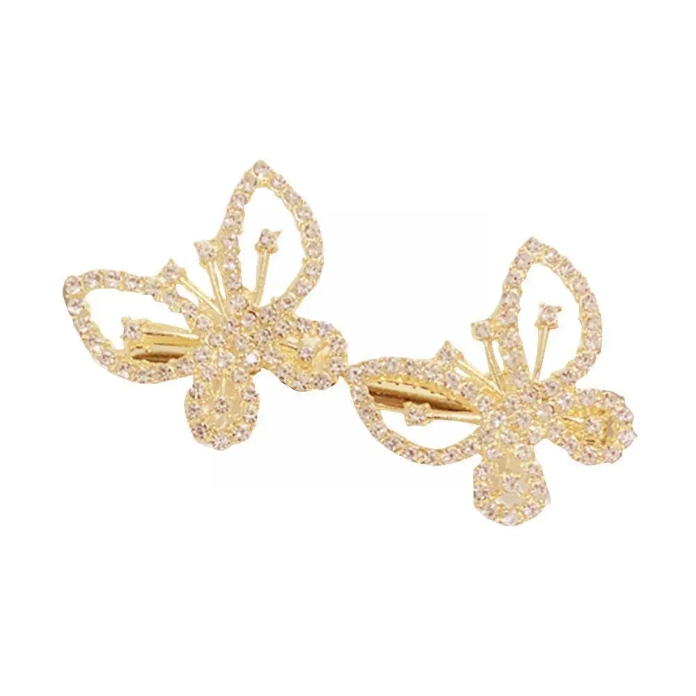 

Korean Fashion Rhinestones Butterfly Hair Clips Hair Hair Barrettes Hairpins Golden Accessories Animal For Women Pins Headw N5B6