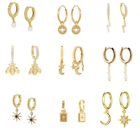 romad trendy gold moon star drop earrings light luxury small hoop earrings for women korean jewelry pendientes mujer 20