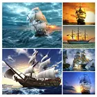 Картина из страз FIYO 5d сделай сам, парусная лодка, полная выкладка корабля, морская мозаика, вышивка крестиком, пейзаж, вышивка, домашний декор, Алмазное искусство