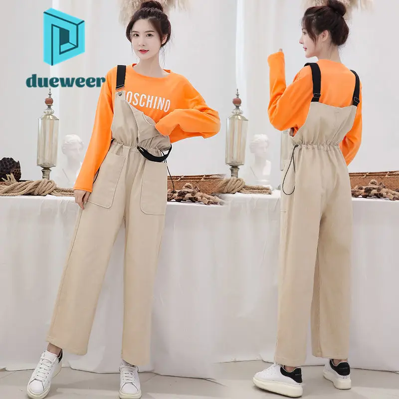 

DUEWEER Jumpsuits Women Rompers Overalls Onesie Straight Pants Playsuits Streetwear Large Size Women Clothing One Piece Outfit