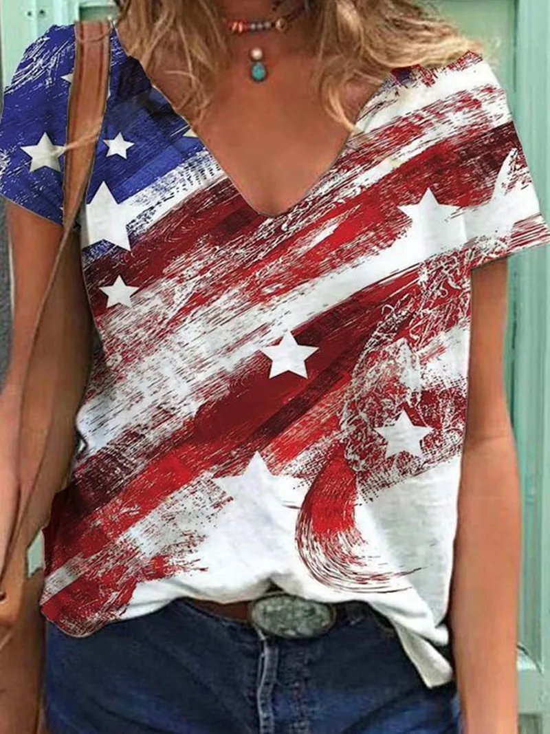 

Fashion Vintage t Shirt Women V Neck Harajuku Top Female Short Sleeve Summer Tees t Shirt Ladies Top Casual Loose t Shirt 2021