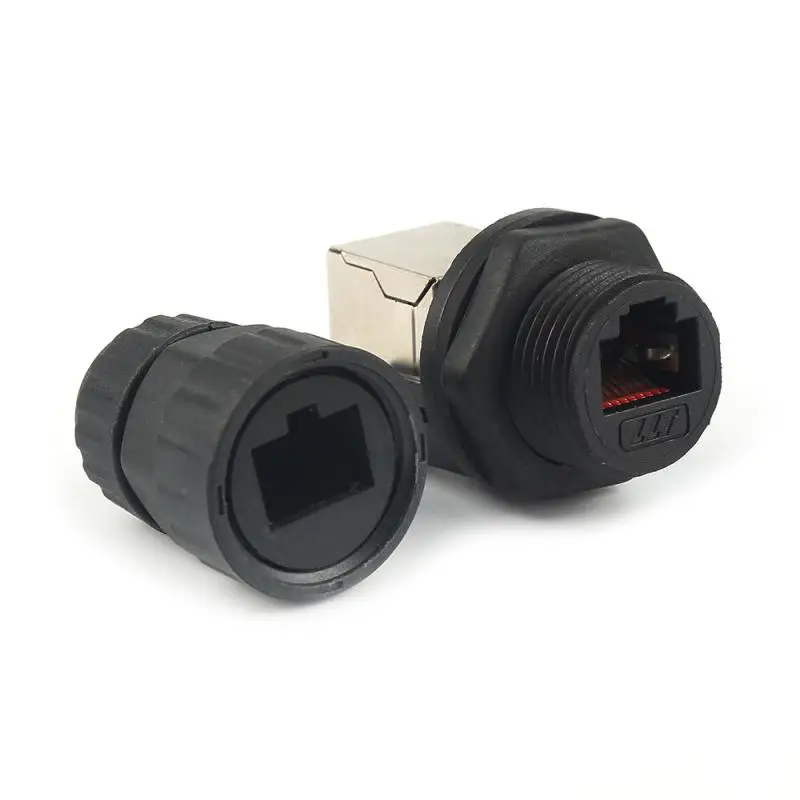 

1PC Durable 8 Core Waterproof RJ45 Plug Connector Black Extender Plug Adapter Jacket Socket Adapter Computer Accessories