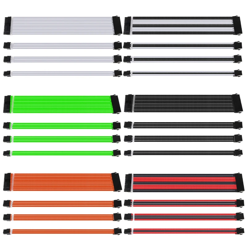 

1Set 30cm/40cm A-TX Basic Extension Cable Kit PC GPU CPU Power Supply Sleeved Wire Computer Connectors 24-PIN 8-PIN 6PIN N1HD