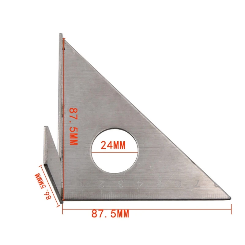 

Stainless Steel Woodworking Ruler Square Layout 45/90 Degree Triangle Rafter Gauge Scriber Measuring Tool