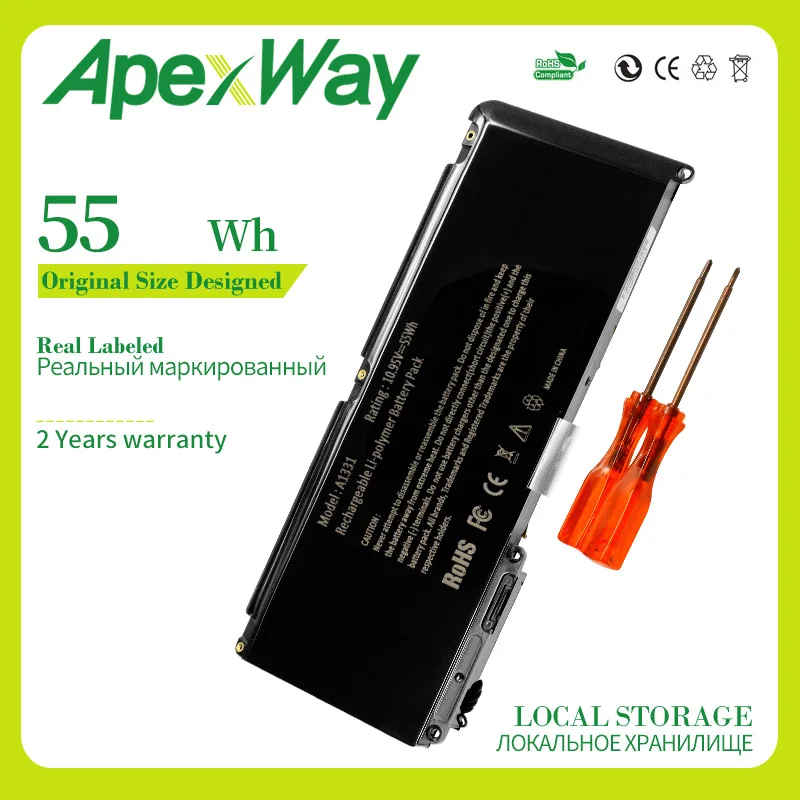 Аккумулятор Apexway для ноутбука 55 Вт/ч 10 95 в A1331 Apple MacBook Pro 15 дюймов 17 + отвертка A1342 MC207