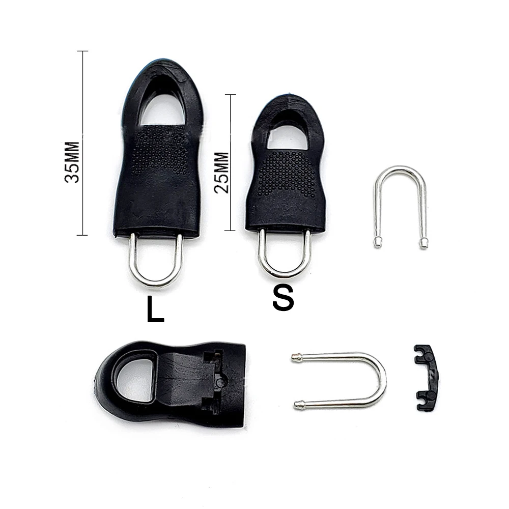 

Detachable Metal Zipper Pull Tags Zip Fixer for Clothes Black Zipper Puller Slider for Travel Bag Suitcase Clothes Tent Backpack