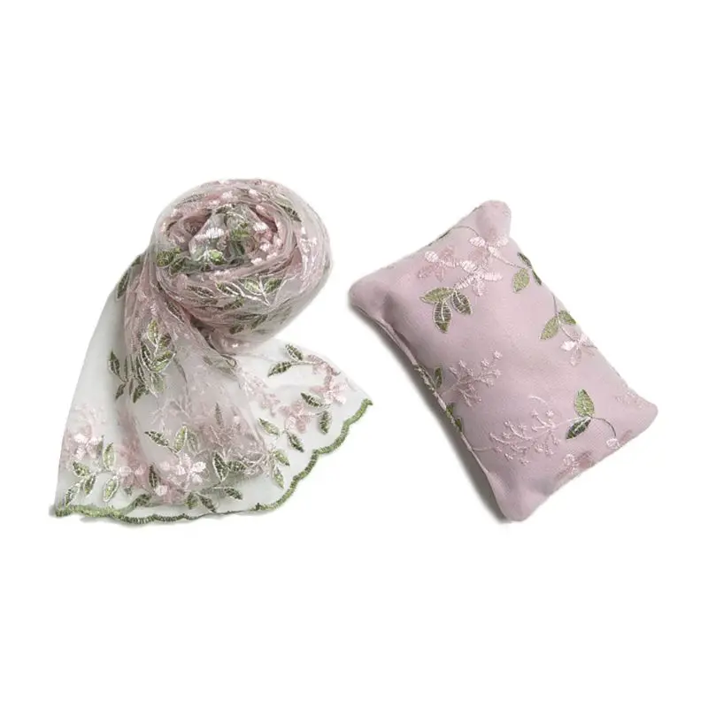 

Newborn Baby Wrap Blanket Embroidered Lace Pillows Photography Props 69HE