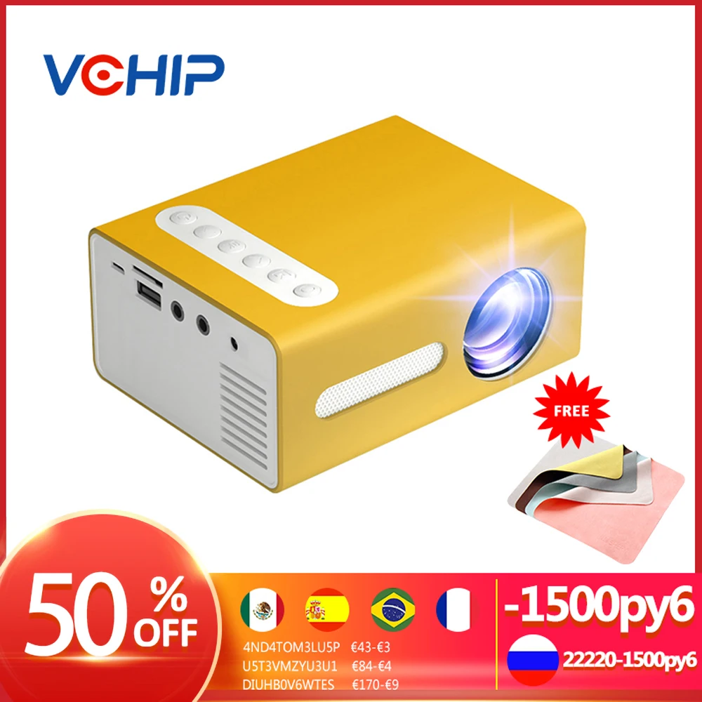 

Светодиодный мини-проектор VCHIP ST300, full hd для дома, поддержка 1080P ТВ, HDMI, USB, Портативный кинотеатр, медиаплеер с подарком