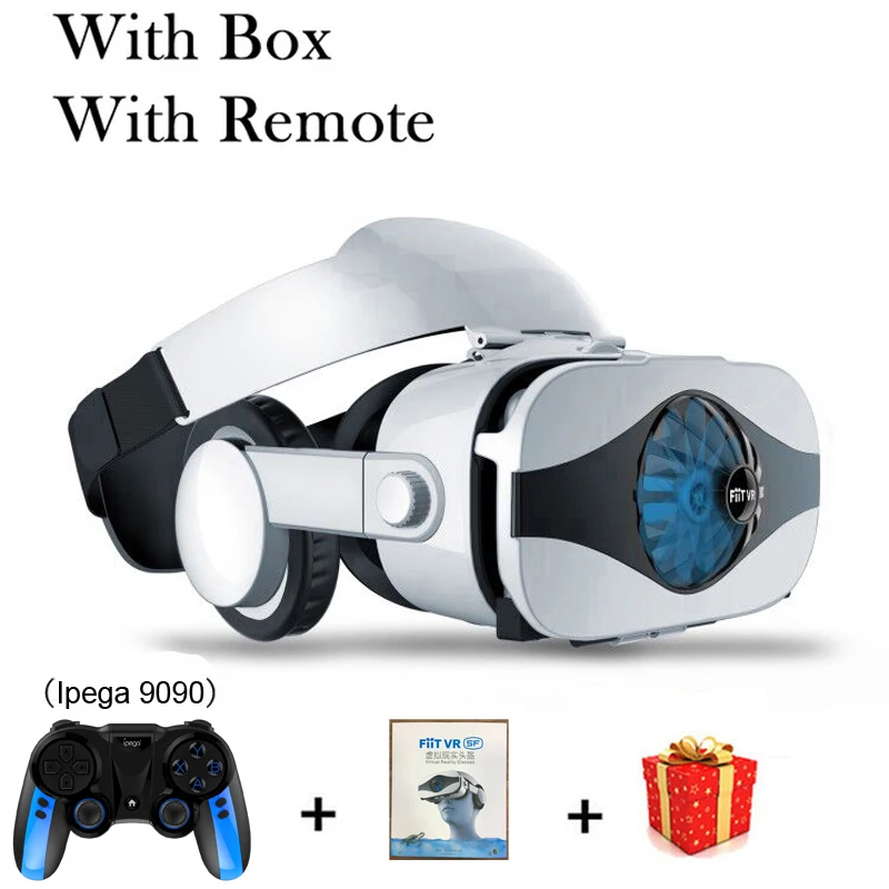 Fiit 5F шлем 3D очки виртуальной реальности Гарнитура для iPhone Android смартфон очки линзы Lunette 3 D - Цвет: With Box 9090 Remote