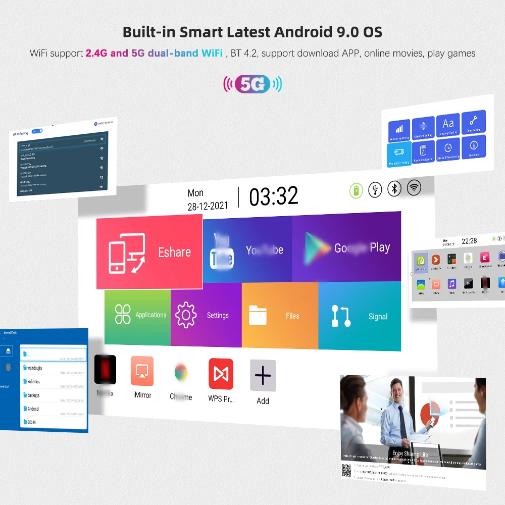 Мини DLP-проектор ThundeaL 2K 4K Портативный Pico Smart Android 9 Wi-Fi |