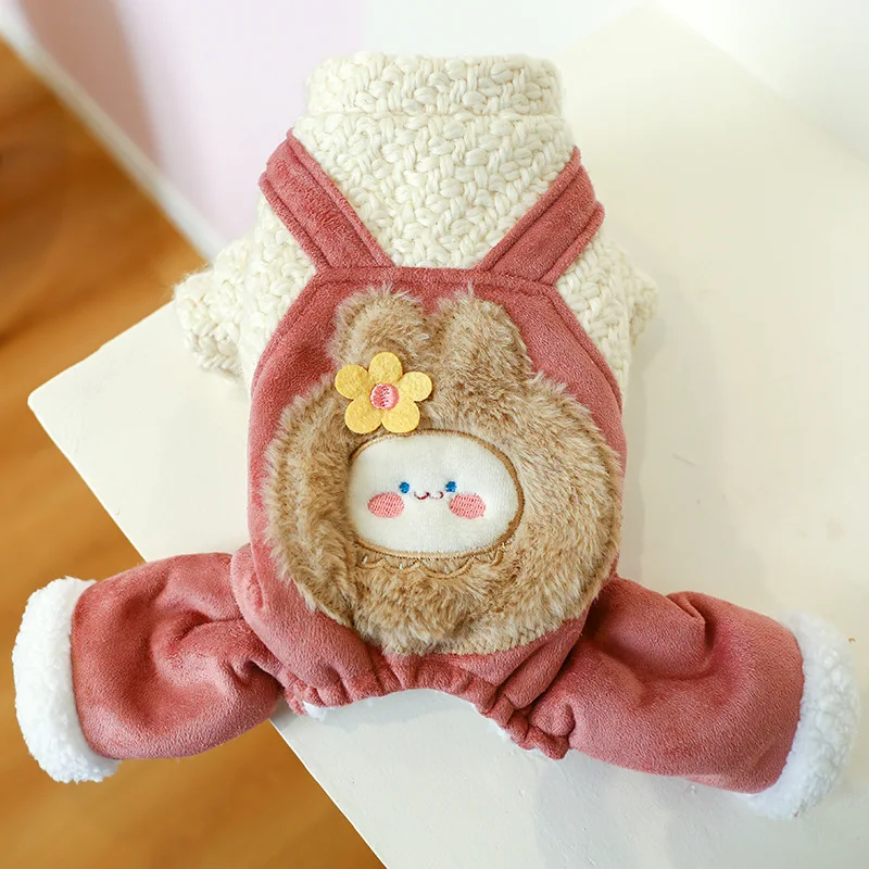 

XS-XL New Fashion Cute Warm Dog Suspender Clothes Puppy Pet Plush Clothes Winter Fashion Soft Sweater Coat For Small Dogs