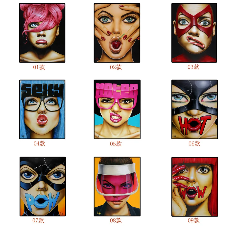 

European American personality Woman Facial Expression Home Living Room Hotel Bar Dining Porch Decorative Painting Poster