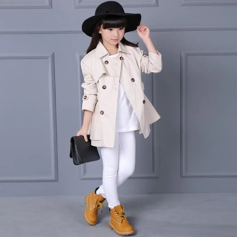 New Arrival Fashion Children's Stormwear Spring 2019 Double Button Trench Coats Solid Outdoor Jackets Teenage Clothes for 4-13Y | Детская