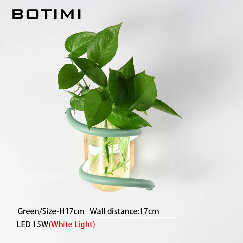 Green-White Light BOTIMI Современный домашний декор светодиодный настенный светильник для гостиной в скандинавском стиле настенный прикроватный светильник без каких-либо растений - Цвет абажура: Green-White Light