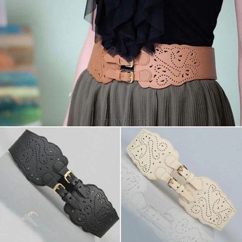 Женский эластичный ремень для широкой талии с двойной пряжкой корсетный пояс