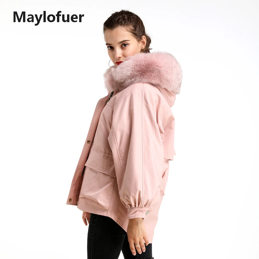 Новинка 2019 парка Maylofuer из натурального меха женская короткая со съемной