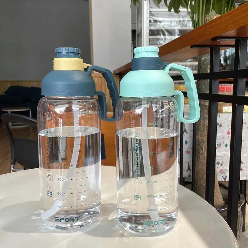 

1.8L Large-Capacity Outdoor Plastic Cups For Men And Women With Graduated Portable Straw Handy Cup Sports And Fitness Bottle