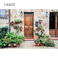 laeacco rural old stone house potted flowers spring porch yard scenic photo background photography backdrops for photo studio