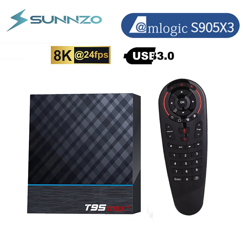 

Smart Android 9.0 TV Box Amlogic S905X3 T95 MAX Plus 2.4G 5G Dual Wifi 8K 4GB 32GB 64GB Media Player T95max 4K 60fps Set Top Box