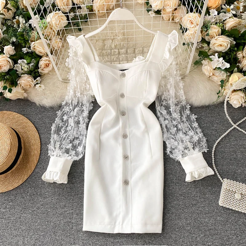 Платье-мини осеннее однотонное с открытой спиной и V-образным вырезом | Женская