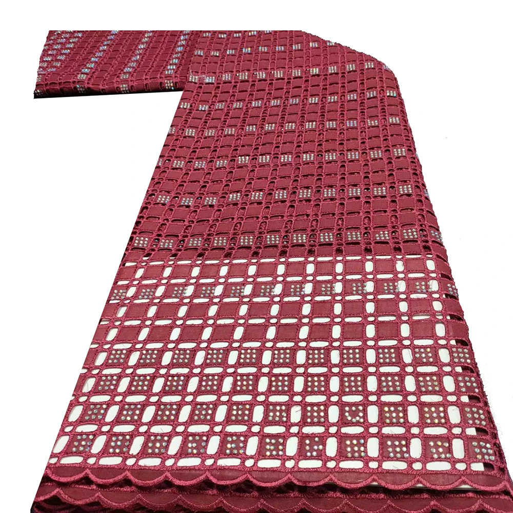 

Latest Dubai Design 100% Cotton African Lace Fabric 2022 Dry Lace High Quality Swiss Voile Lace In Switzerland Embroidery Stones