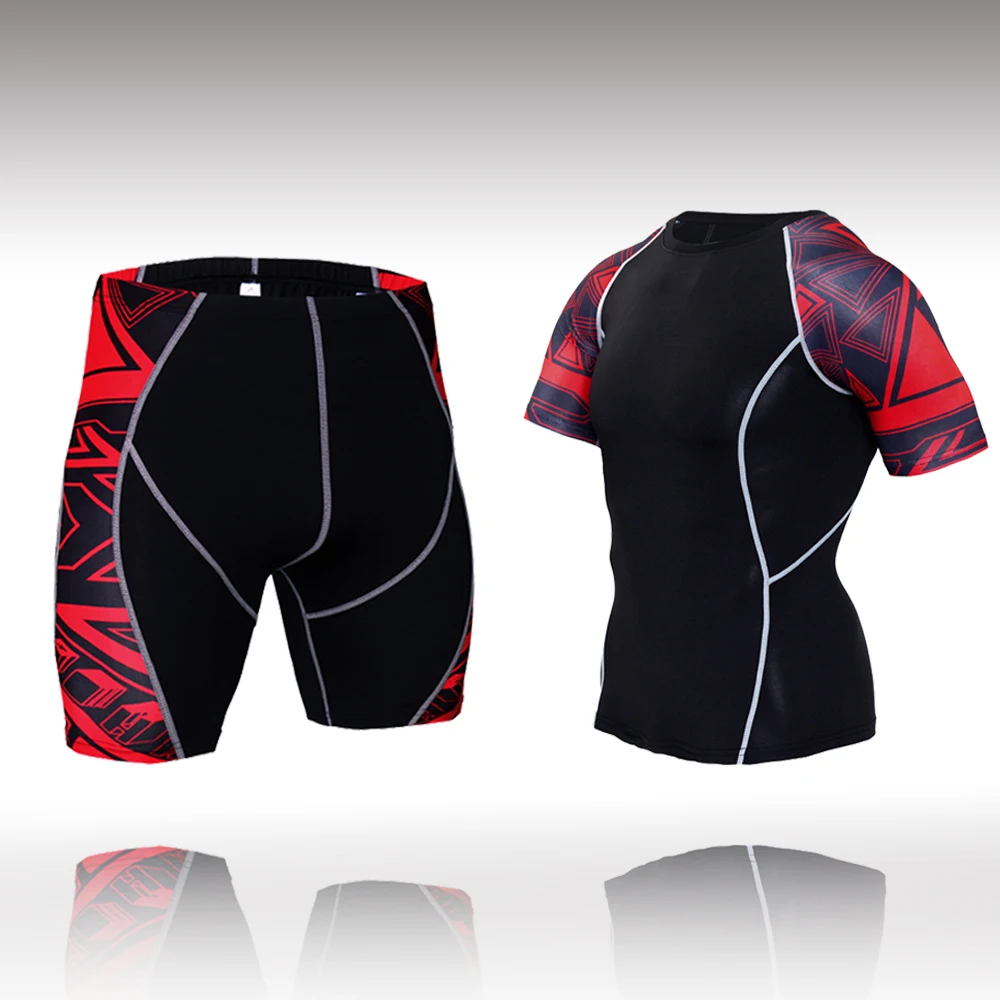 

Women Sports Shorts Set Tracksuit Sets Sportswear Compression Short Sleeves Tights For Running Sport Clothes Men Gym Clothing