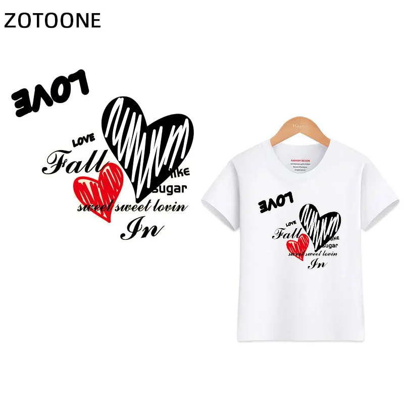 

ZOTOONE Fashion Letters Washable Iron-on Transfers for T-Shirt Children Gift DIY Clothes Stickers Lovely Heart Heat Transfer H
