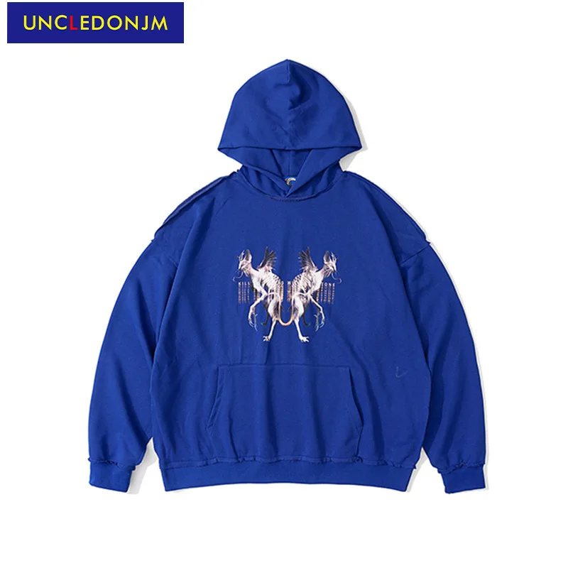 

Толстовки UNCLEDONJM с котом, уличная одежда, ретро, хип-хоп, Повседневный пуловер, свободная хлопковая толстовка с капюшоном для пары