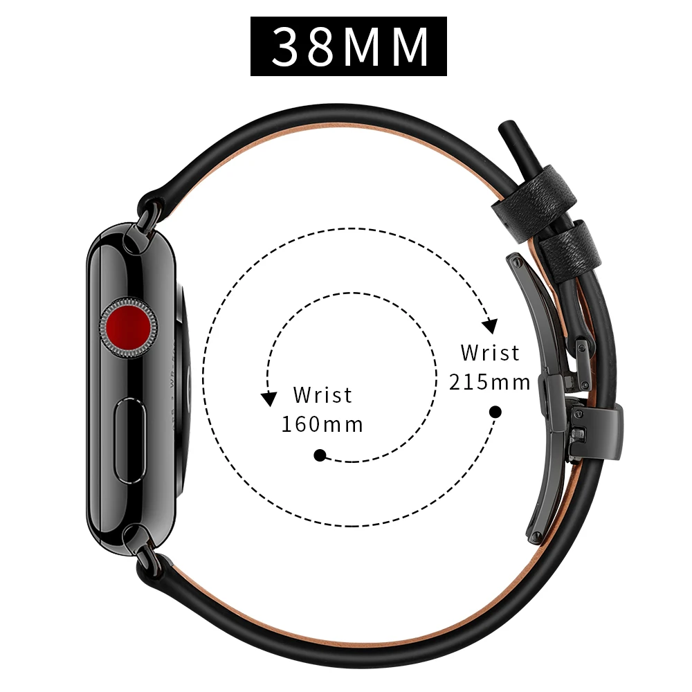Натуральная кожа для apple Watch band 4(iwatch 5) 44 мм 40 мм apple watch 3 2 1 ремешок 42 мм 38 мм застежка бабочка браслет на запястье