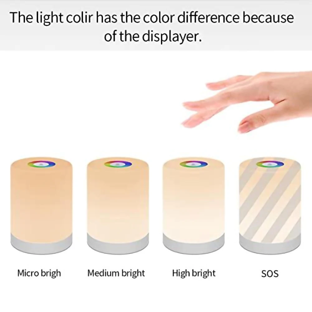 

LED Touch Control Night Light Rechargeable Smart Bedside Dimmer Table Lamp