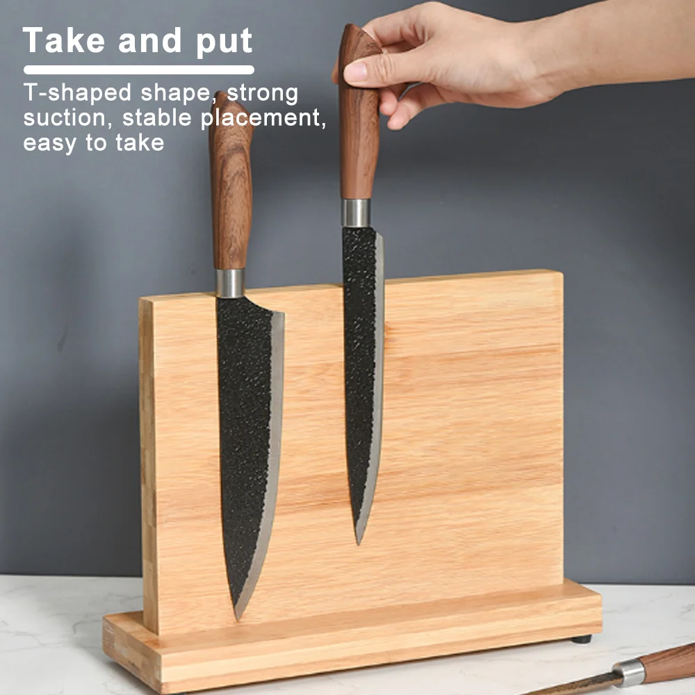 

Магнитный блок для ножей с двухсторонней полкой для хранения мощные магнитные противоскользящие ножки для безопасного пространства магни...