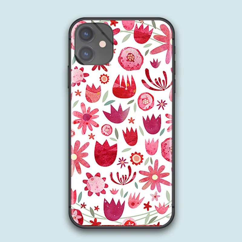 Фрукты шаблон цветы для iPhone SE 6 6s 7 8 plus x xr xs 11 12 mini Pro Max закаленное стекло чехлы