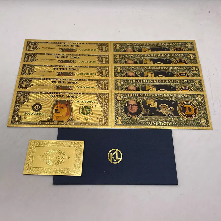Золотая банкнота Dogecoin с COA SHIB coin DOGECOIN KILLER Doge коллекция подарков | Дом и сад