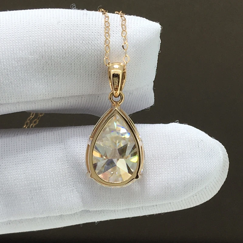 Фото Luomansi VVS1 D Цвет 5CT каплевидной формы Муассанит 18K розовое золото ожерелье женские ювелирные изделия для свадьбы помолвки вечеринки подарок на день рождения №4