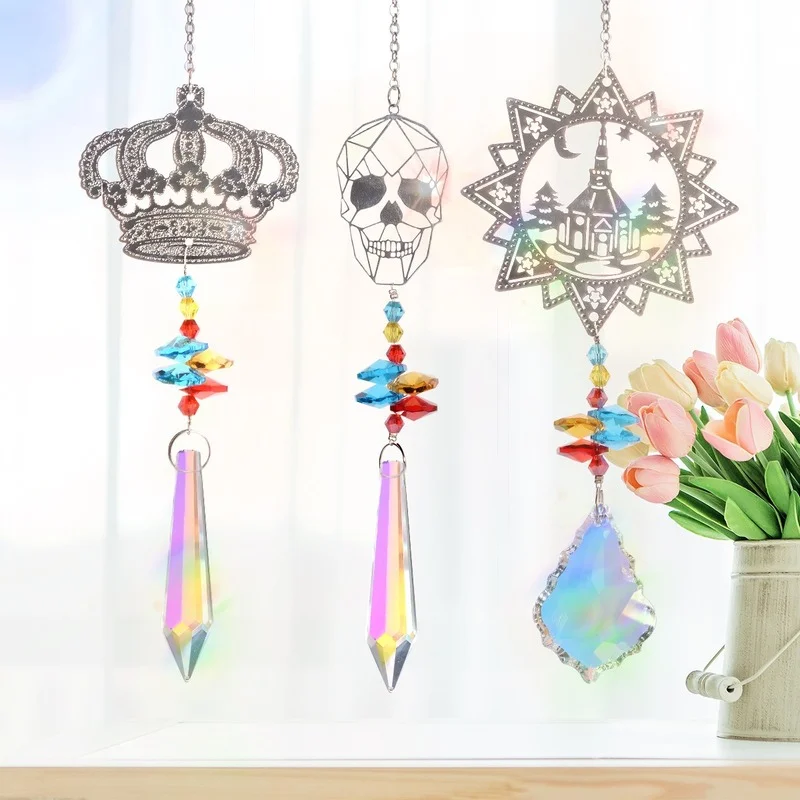 

Crystal Diamond Prisms Hanging Rainbow Chaser Lighting Accessories for Window Curtains Pendant Home Garden Decor