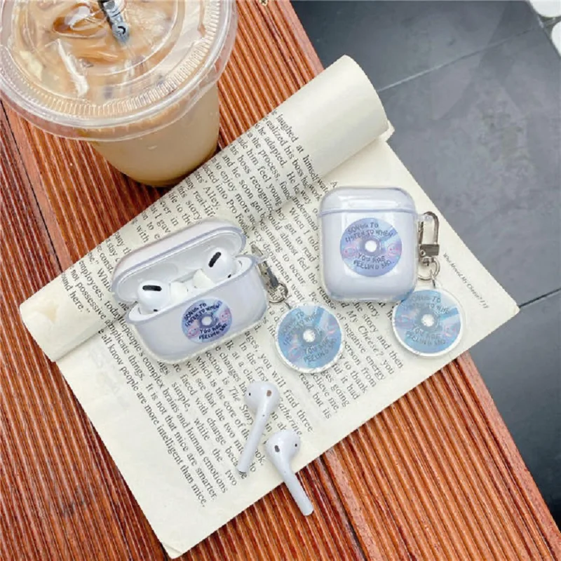 

Simple Record Pattern Case for AirPods 1 2 Wireless Bluetooth Earphone Cover for AirPods Pro Silicone Soft Case With Pendant